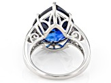 Blue Lab Created Sapphire Platinum Over Sterling Silver Ring 10.89ctw