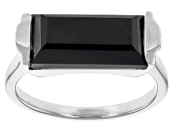 Picture of Black Spinel Rhodium Over Sterling Silver Ring 4.95ct