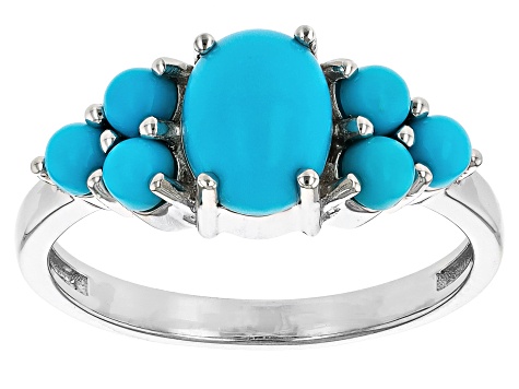 Blue Sleeping Beauty Turquoise Platinum Over Sterling Silver Ring ...