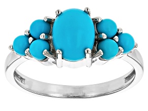 Blue Sleeping Beauty Turquoise Platinum Over Sterling Silver Ring