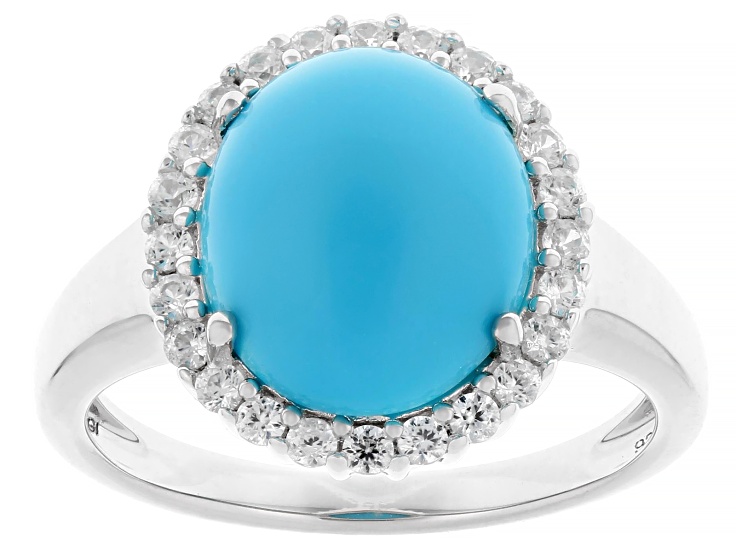 Blue Sleeping Beauty Turquoise Rhodium Over Sterling Silver Ring