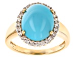 Blue Sleeping Beauty Turquoise 18k Yellow Gold Over Sterling Silver Ring 0.43ctw