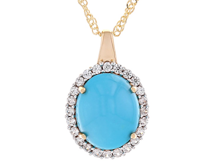 Sleeping Beauty Turquoise 18k Yellow Gold Over Sterling