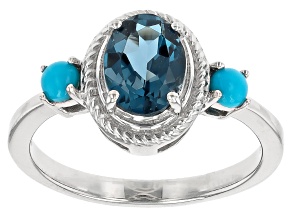 London Blue Topaz Platinum Over Sterling Silver Ring 1.36ct