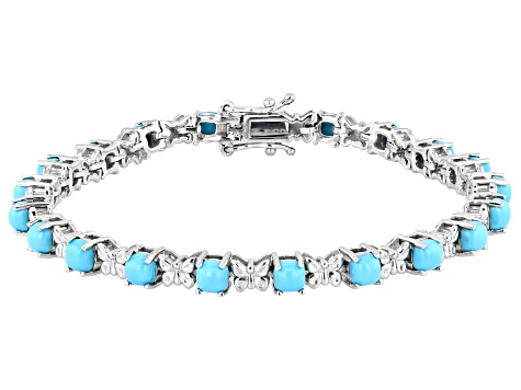 Blue Sleeping Beauty Turquoise Platinum Over Sterling Silver Bracelet