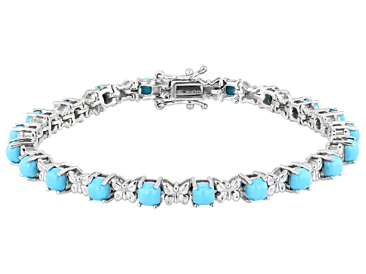 950 Sterling Silver with Sleeping Beauty sale Turquoise Link Bracelet 7