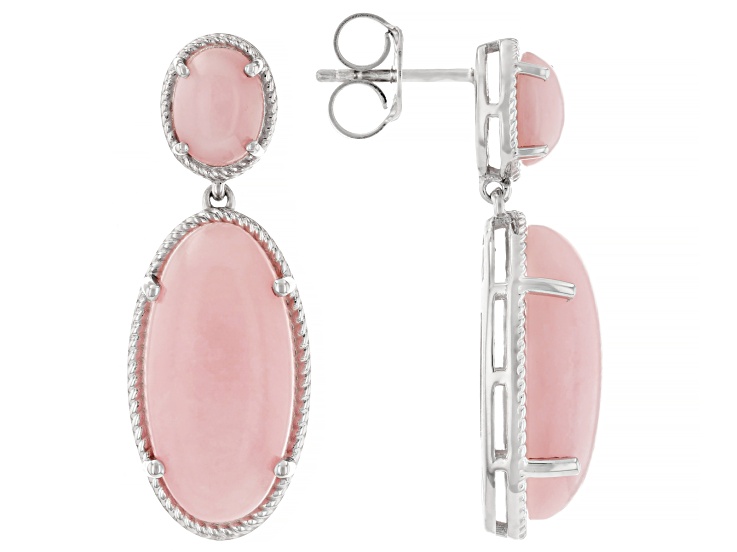 Pink Opal Rhodium Over Sterling Silver Earrings - JSM633 | JTV