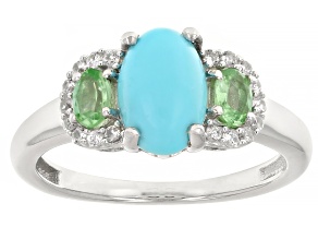 Sleeping Beauty Turquoise Rhodium Over Sterling Silver Ring