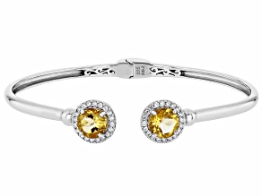 Yellow Citrine Rhodium Over Sterling Silver Bracelet 4.44ctw