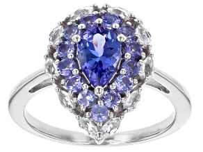 Blue Tanzanite Rhodium Over Sterling Silver Ring 1.60ctw