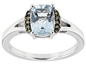 Blue Aquamarine Rhodium Over Sterling Silver Ring 1.30ctw