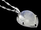 Rainbow Moonstone Rhodium Over Sterling Silver Pendant with Chain