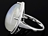 White Rainbow Moonstone Rhodium Over Sterling Silver Ring