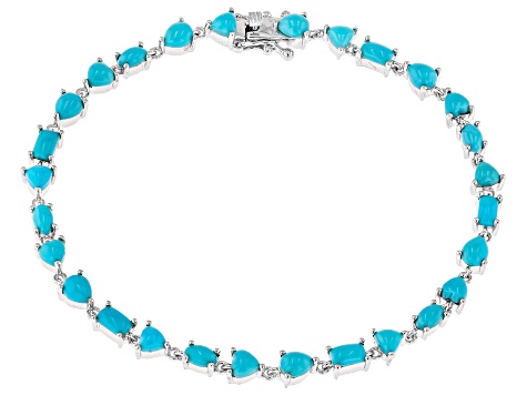 Blue Sleeping Beauty Turquoise Rhodium Over Sterling Silver Bracelet