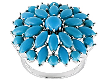 Picture of Blue Sleeping Beauty Turquoise Rhodium Over Sterling Silver Ring