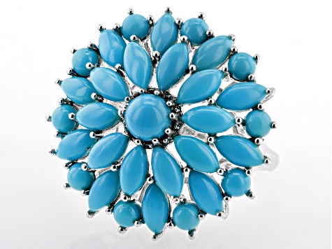 Blue Sleeping Beauty Turquoise Rhodium Over Sterling Silver