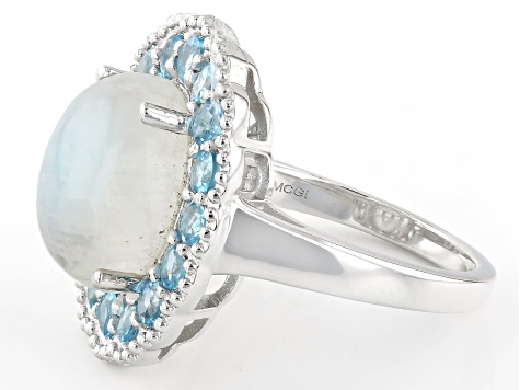 Rainbow Moonstone Rhodium Over Sterling Silver Ring 1.22ctw