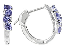 Blue Tanzanite Rhodium Over Sterling Silver Earrings 3.74ctw