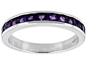 Purple Amethyst Rhodium Over Sterling Silver Band Ring 0.70ctw