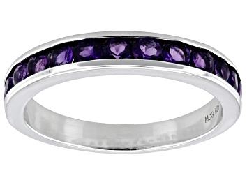 Picture of Purple Amethyst Rhodium Over Sterling Silver Band Ring 0.70ctw