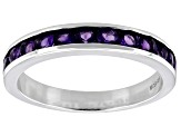 Purple Amethyst Rhodium Over Sterling Silver Band Ring 0.70ctw