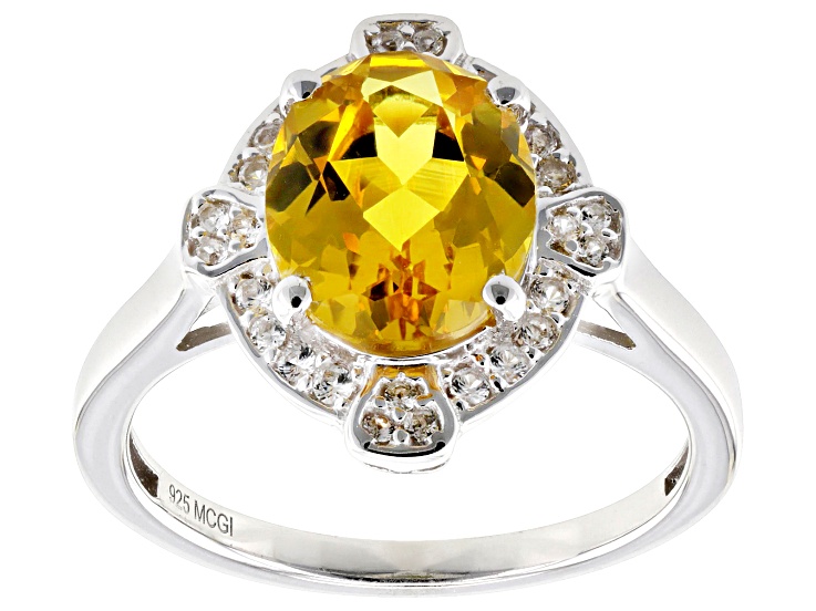 Yellow Lab Created Sapphire Rhodium Over Sterling Silver
