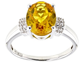 Yellow Lab Created Sapphire Rhodium Over Sterling Silver Ring 2.88ctw