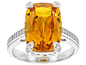 Yellow Lab Created Sapphire Rhodium Over Sterling Silver Ring 9.59ctw