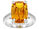 Yellow Lab Created Sapphire Rhodium Over Sterling Silver Ring 9.59ctw