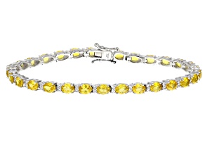 Yellow Lab Created Sapphire Rhodium Over Sterling Silver Tennis Bracelet 9.99ctw