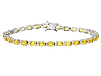 Picture of Yellow Lab Created Sapphire Rhodium Over Sterling Silver Tennis Bracelet 9.99ctw