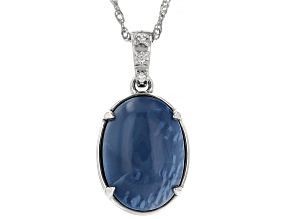 Pink and Blue Opal Platinum Over Sterling Silver Reversible Enhancer Pendants with Chain 0.04ctw