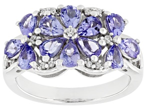 Blue Tanzanite Rhodium Over Sterling Silver Ring 1.68ctw