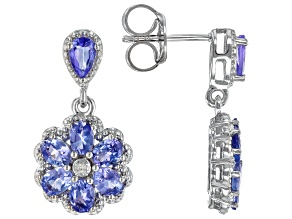 Blue Tanzanite Rhodium Over Sterling Silver Earrings 1.97ctw