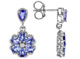 Blue Tanzanite Rhodium Over Sterling Silver Earrings 1.97ctw