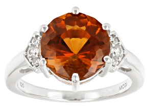 Orange Madeira Citrine Rhodium Over Sterling Silver Ring 3.35ctw