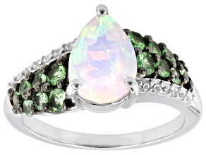 White Ethiopian Opal Rhodium Over Sterling Silver Ring 1.53ctw