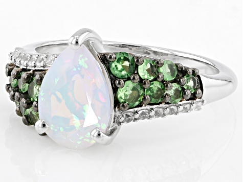 White Ethiopian Opal Rhodium Over Sterling Silver Ring 1.53
