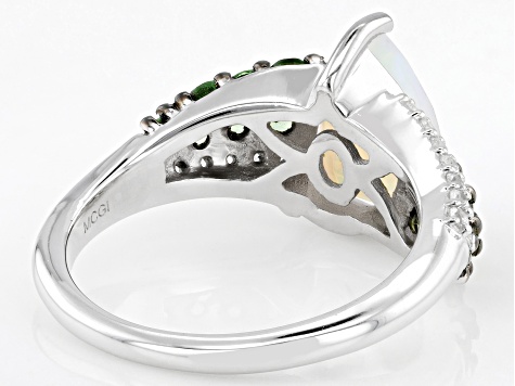 White Ethiopian Opal Rhodium Over Sterling Silver Ring 1.53