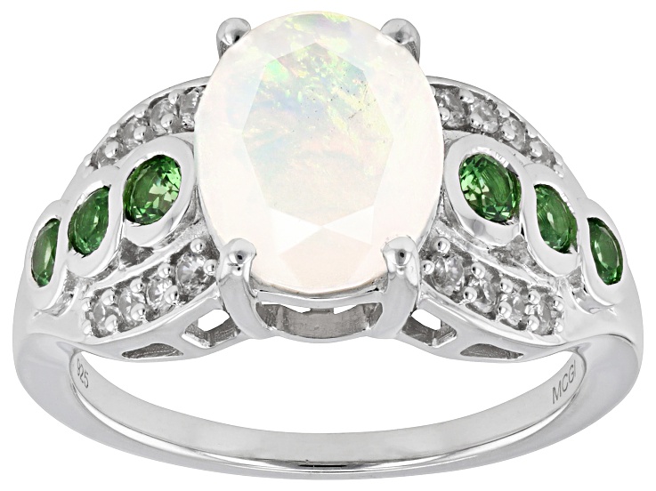 White Ethiopian Opal Rhodium Over Sterling Silver Ring 1.84