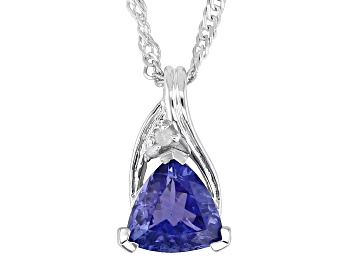 Picture of Blue Tanzanite Platinum Over Sterling Silver Pendant with Chain 0.71ctw