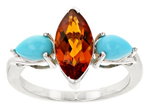 Orange Madeira Citrine Rhodium Over Sterling Silver Ring 1.44ct