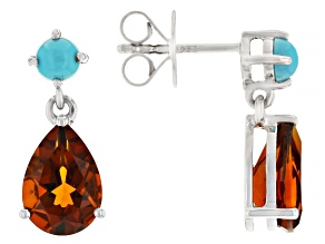 Orange Madeira Citrine Rhodium Over Sterling Silver Earrings 3.20ctw
