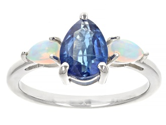 Blue Kyanite Rhodium Over Sterling Silver Ring 1.49ctw