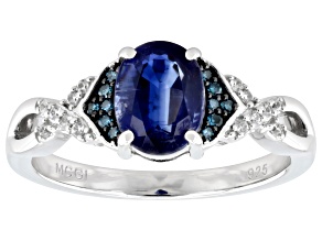 Blue Kyanite Rhodium Over Sterling Silver Ring 1.42ctw
