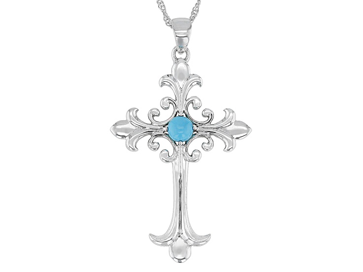 Fleuree Cross Earrings with Stabilized Turquoise Sterling Silver Fleuree Cross Earrings with Stabilized Turquoise Sterling Silver