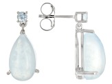 Blue Dreamy Aquamarine Rhodium Over Sterling Silver Earrings 0.19ctw