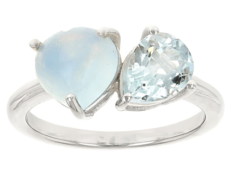 Blue Dreamy Aquamarine Rhodium Over Sterling Silver Ring