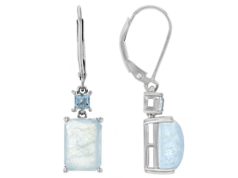 Blue Dreamy Aquamarine Rhodium Over Sterling Silver Earrings 0.25ctw