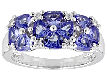 Picture of Blue Tanzanite Rhodium Over Sterling Silver Ring 2.22ctw